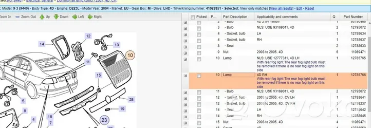 Saab 9-3 Ver2 Lampy tylnej klapy bagażnika 12785764