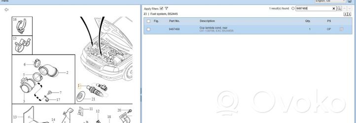 Volvo S60 Lambda probe sensor 9497468