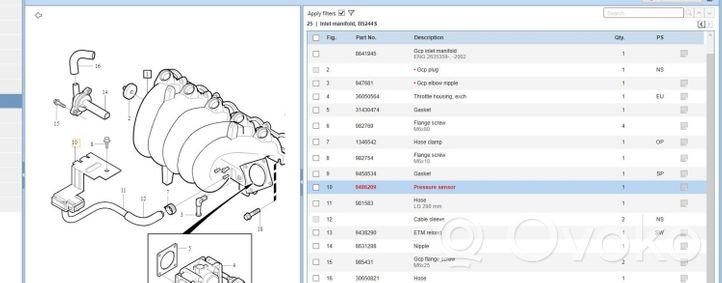 Volvo S60 Exhaust gas pressure sensor 9486209