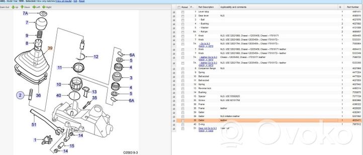 Saab 9-3 Ver1 Lewarek zmiany biegów / dolny 4625471