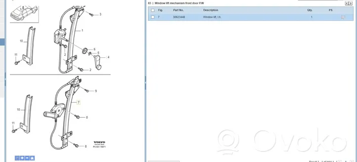 Volvo S40, V40 Mécanisme de lève-vitre avec moteur 30623448