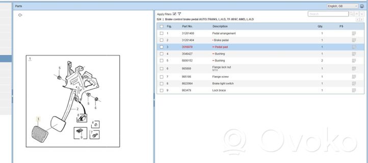 Volvo XC90 Pedał hamulca 3516078