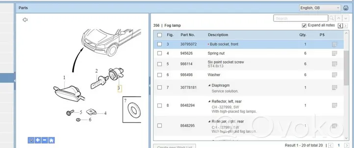 Volvo XC90 Światło przeciwmgłowe przednie 30795072