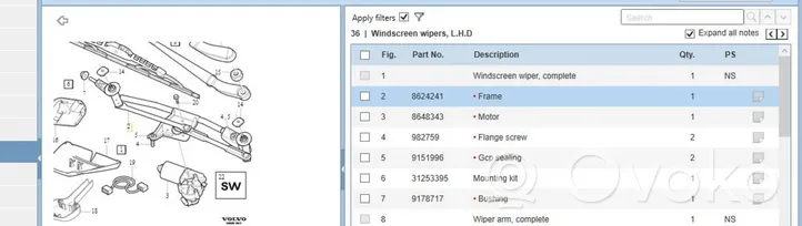 Volvo V70 Wischergestänge Wischermotor vorne 8624241
