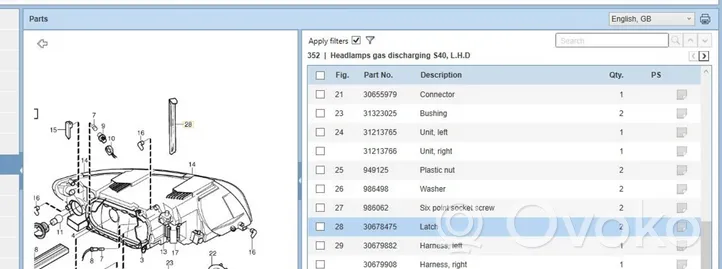 Volvo S40 Support phare frontale 30678475