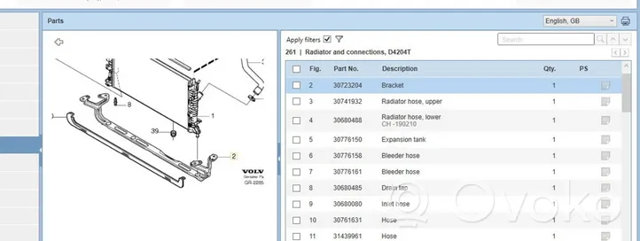 Volvo S40 Support, fixation radiateur 30723204