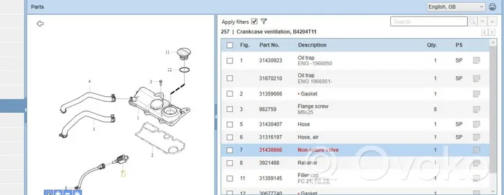 Volvo S60 Variklio pagalvės vakuuminis vožtuvas 31375329