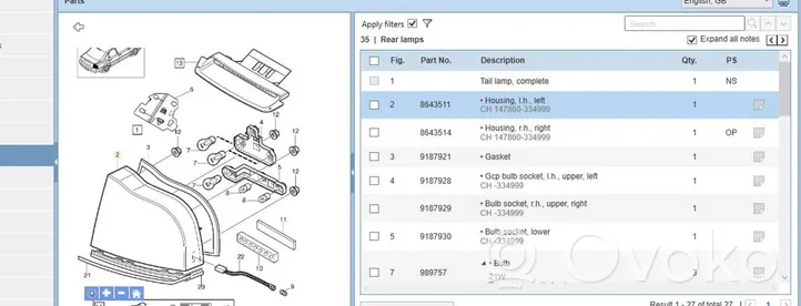 Volvo S80 Luci posteriori 8643511