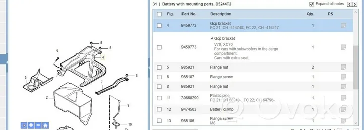 Volvo V70 Battery bracket 9459774