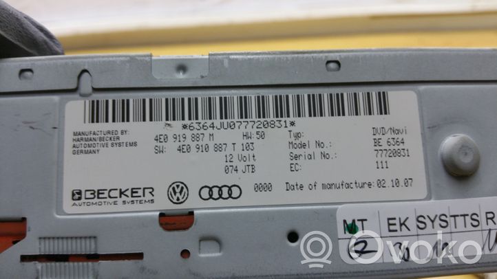 Audi A6 S6 C6 4F Navigācijas (GPS) sistēmas CD/DVD lasītājs 4E0919887M