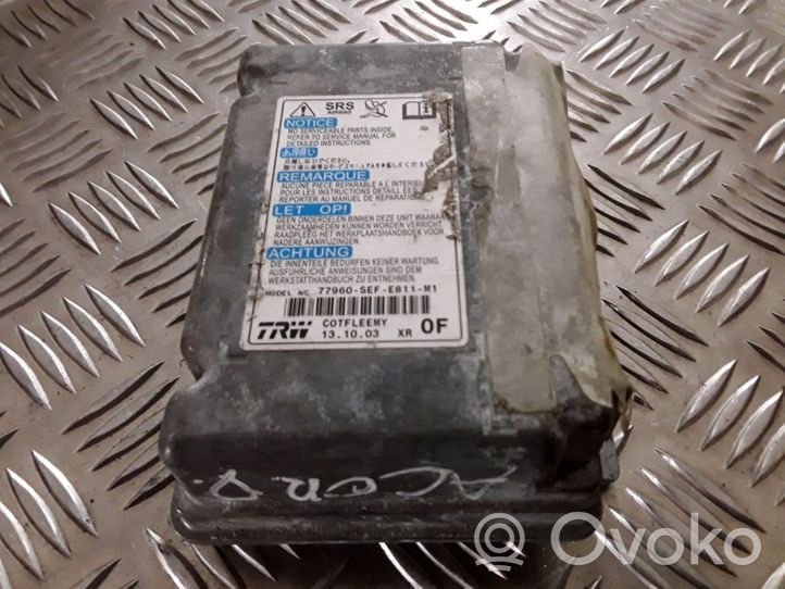 Honda Accord Centralina/modulo airbag 77960SEFE811M1