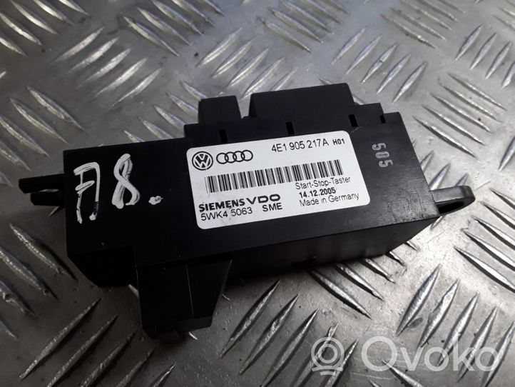 Audi A8 S8 D3 4E Interruttore a pulsante start e stop motore 4E1905217A