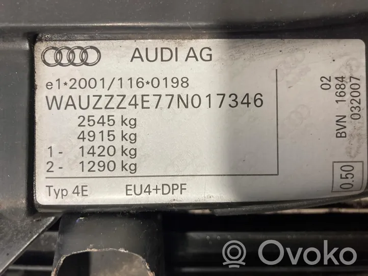 Audi A8 S8 D3 4E Set del radiatore VIN