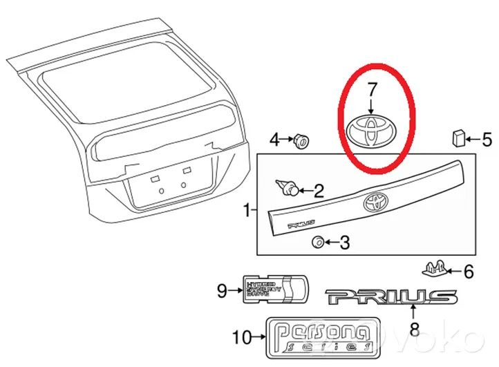 Toyota Prius (XW30) Emblemat / Znaczek 7531047020