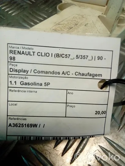 Renault Clio I Ilmastoinnin ohjainlaite 