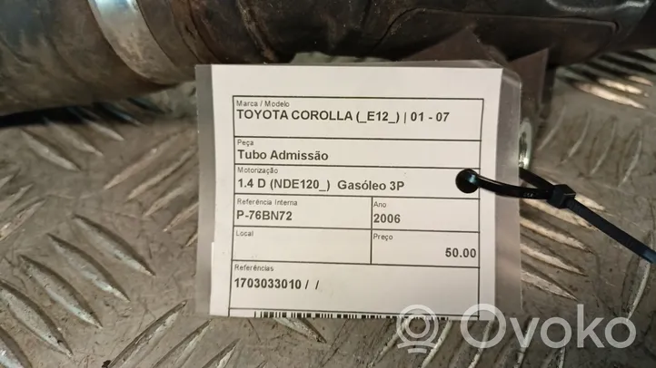 Toyota Corolla E120 E130 Tube d'admission d'air 