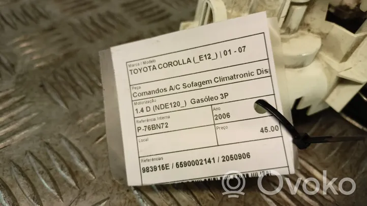 Toyota Corolla E120 E130 Ilmastoinnin ohjainlaite 