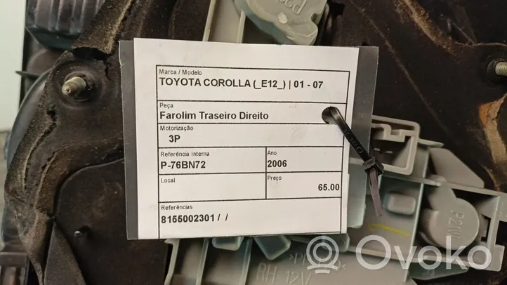 Toyota Corolla E120 E130 Takaluukun takavalot 