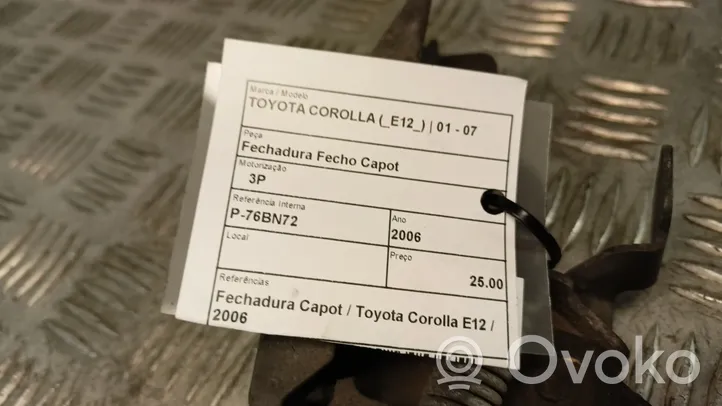 Toyota Corolla E120 E130 Rygiel / Zaczep zamka pokrywy przedniej / maski silnika 
