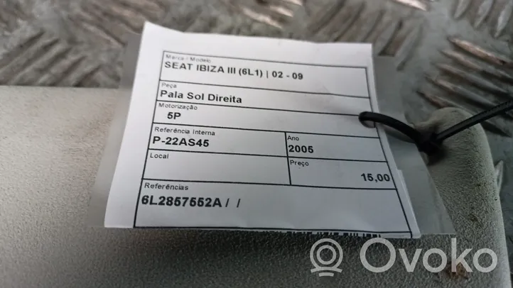 Seat Ibiza III (6L) Uchwyt osłony przeciwsłonecznej szyberdachu 