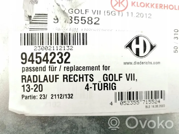 Volkswagen Golf VII Support, joint d'aile caoutchouc en mousse 9454232