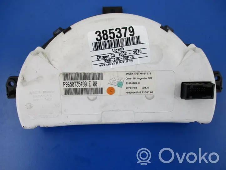 Citroen C3 Compteur de vitesse tableau de bord 9650735480E