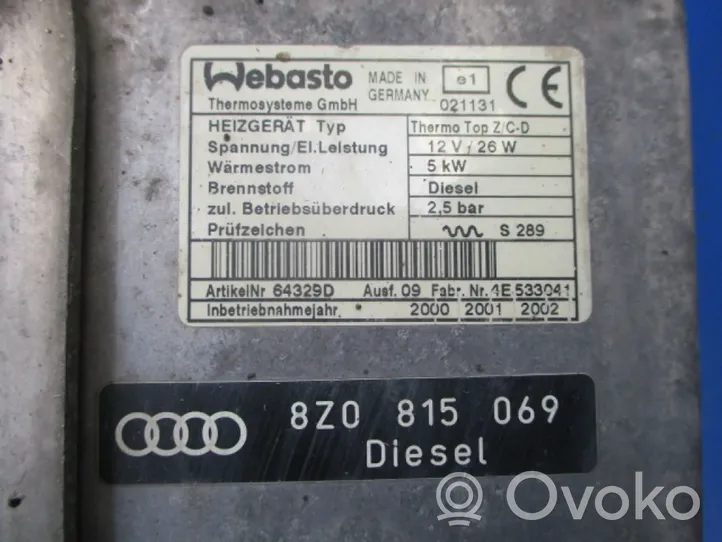Audi A2 Sisälämmityksen ilmastoinnin korin kokoonpano 8Z0815069