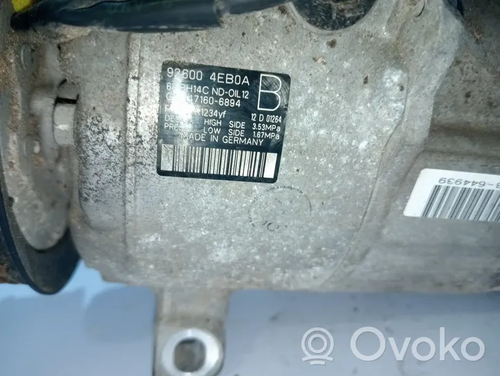 Renault Kadjar Ilmastointilaitteen kompressorin pumppu (A/C) 926004EB0A
