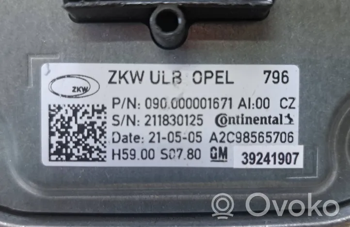 Opel Astra K LED ballast control module 93241907