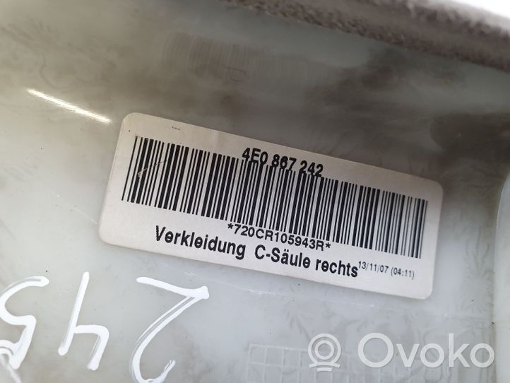 Audi A8 S8 D3 4E C-pilarin verhoilu 4E0867242D