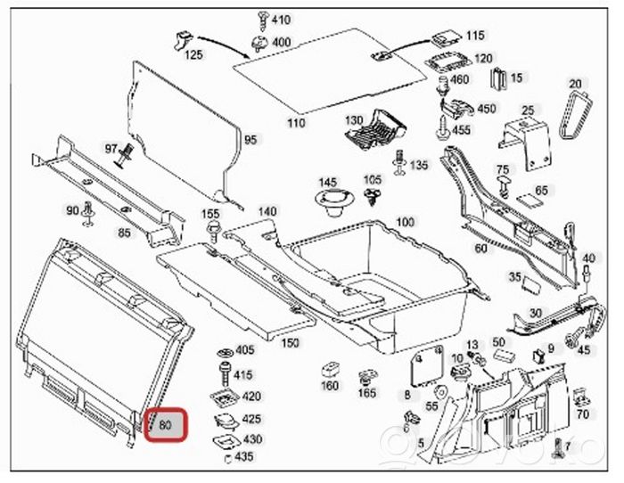 Mercedes-Benz E W211 Tavaratilan kaukalon tekstiilikansi A2116931391