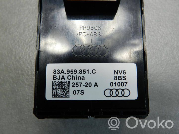 Audi A3 8Y Sähkötoimisen ikkunan ohjauskytkin 83A959851C