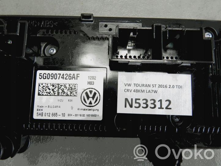 Volkswagen Touran III Oro kondicionieriaus/ klimato/ pečiuko valdymo blokas (salone) 5G0907426AF