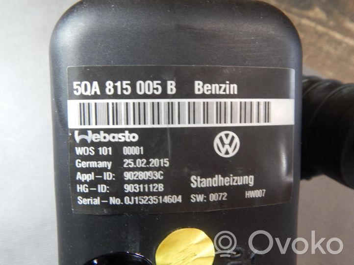 Volkswagen Touran III Unité de préchauffage auxiliaire Webasto 5QA815005B