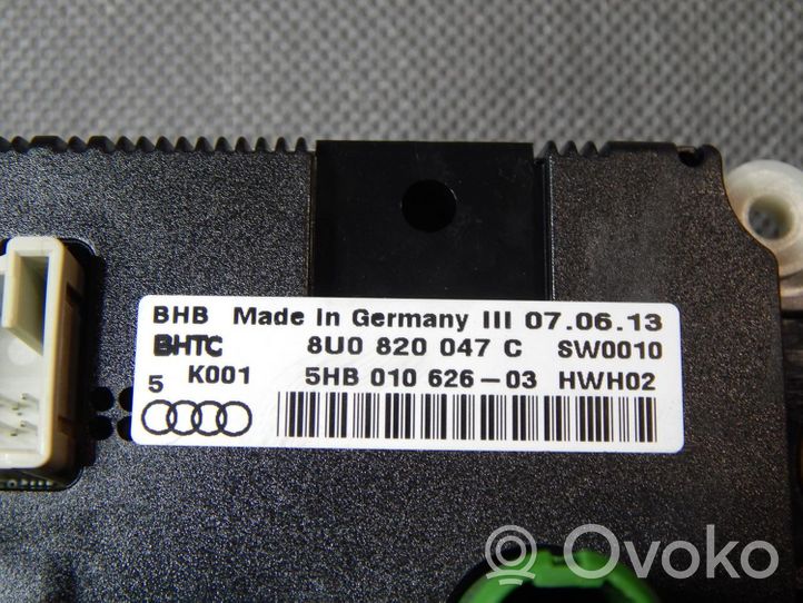 Audi Q3 8U Oro kondicionieriaus/ klimato/ pečiuko valdymo blokas (salone) 8U0820047C