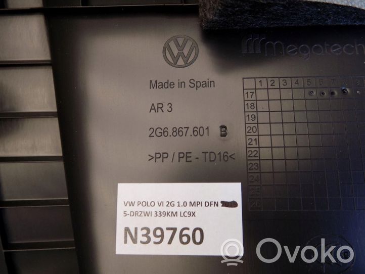 Volkswagen Polo VI AW Garniture de couvercle de coffre arriere hayon 2G6867601B