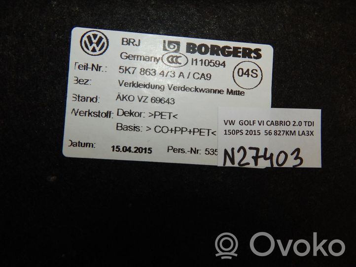 Volkswagen Golf VI Tavaratilan pohjan tekstiilimatto 8P7813210A