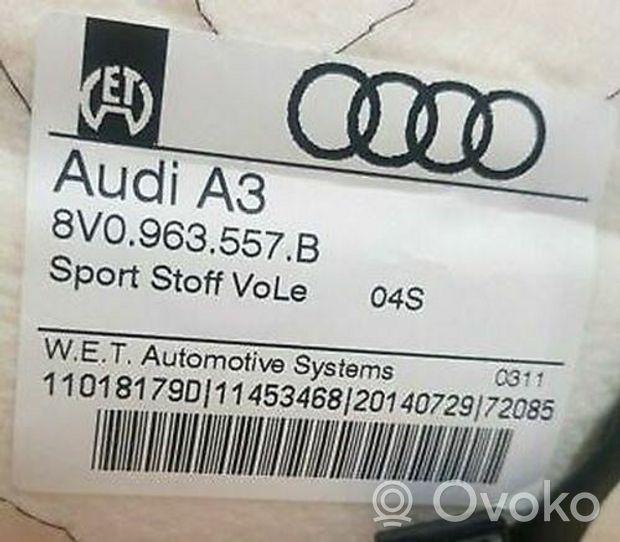 Audi A3 S3 8V Istuimen lämmityselementti 8V0963557B