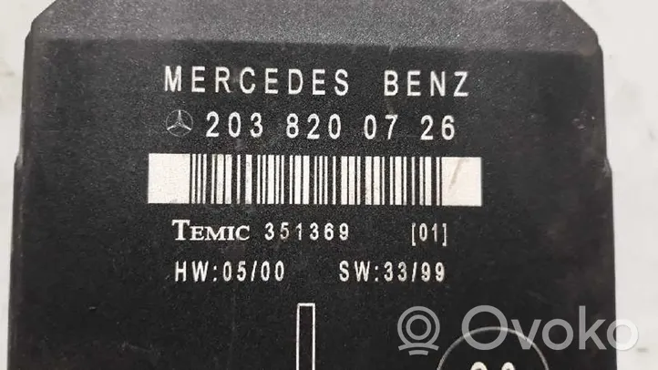 Mercedes-Benz C W203 Unité de commande / module de verrouillage centralisé porte 2038200726