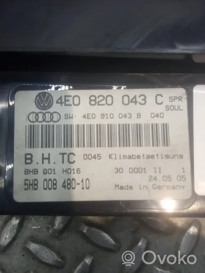 Audi A8 S8 D5 Centralina del climatizzatore 4E0820043