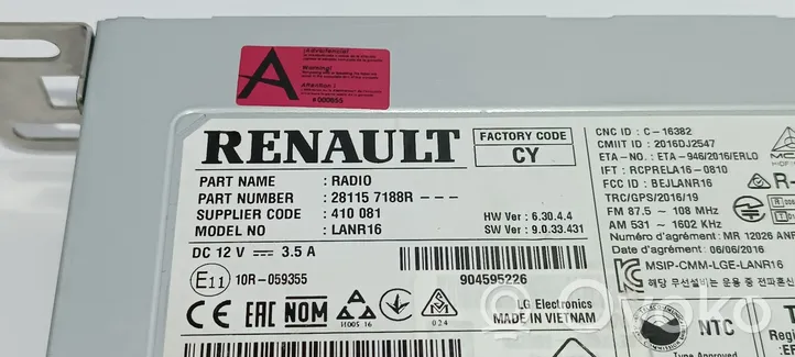 Renault Megane IV Unité de navigation Lecteur CD / DVD 