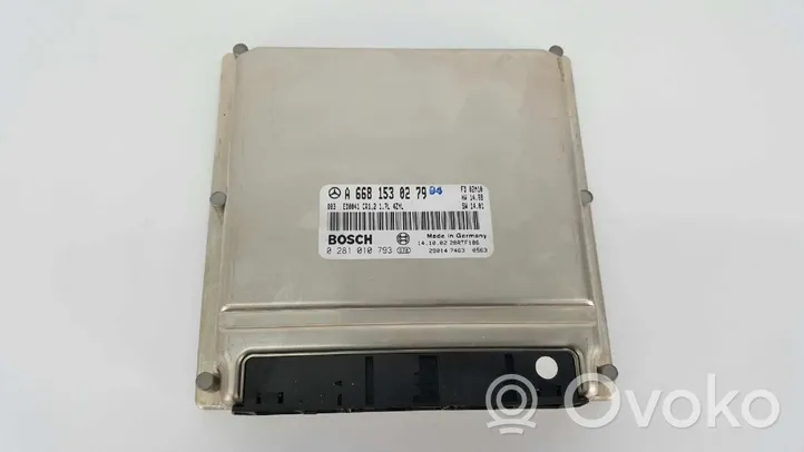 Mercedes-Benz A W168 Unité de commande, module ECU de moteur 0281010793