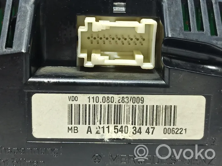 Mercedes-Benz E W211 Tachimetro (quadro strumenti) A2115408847