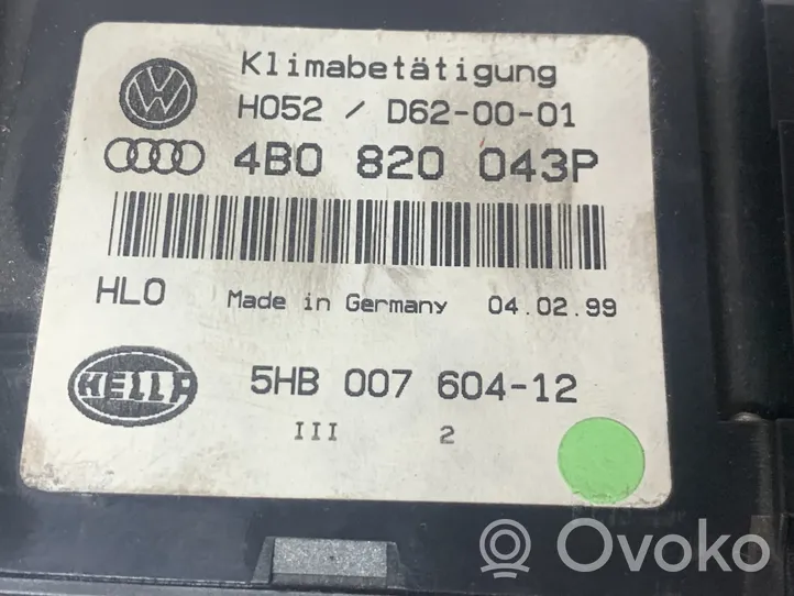 Audi A6 S6 C5 4B Oro kondicionieriaus/ klimato/ pečiuko valdymo blokas (salone) 4B0820043P