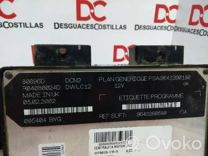 Citroen C15 Sterownik / Moduł ECU 9646260580