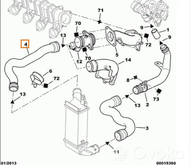 Citroen C5 Turbo turbocharger oiling pipe/hose 0382S8