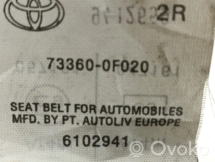 Toyota Verso Ceinture de sécurité arrière 733600F020