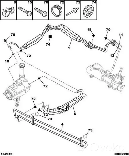 Peugeot 307 Tuyau de direction assistée 9656895480