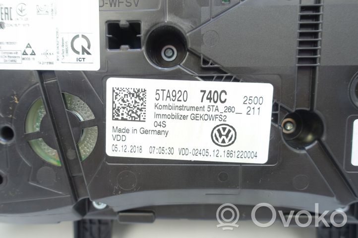 Volkswagen Touran III Tachimetro (quadro strumenti) 5TA920740C