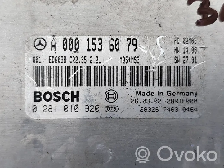 Mercedes-Benz Sprinter W901 W902 W903 W904 Moottorin ohjainlaite/moduuli (käytetyt) A0001536079